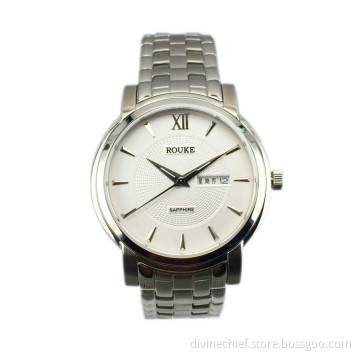 Factory Direct Good Price Custom 3ATM Waterproof All Stainless Steel Date/Day Wrist Watch For Men